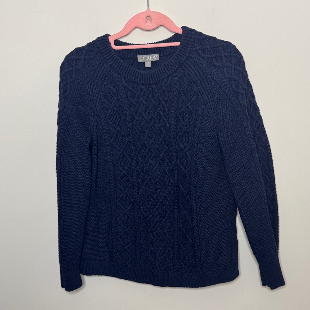 J. Crew Dark Blue Cable Knit Sweater